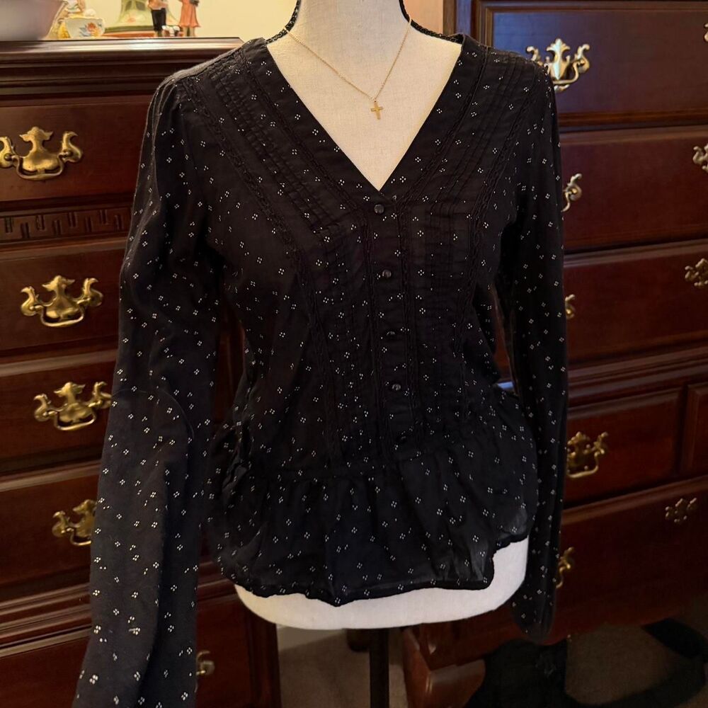 Lucky-brand Women's Black and Navy Blouse
